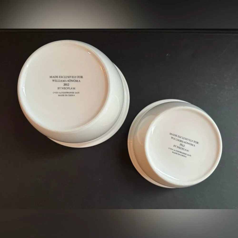 (Set of 2) Williams Sonoma Neoflam White Porcelain Round Bowls